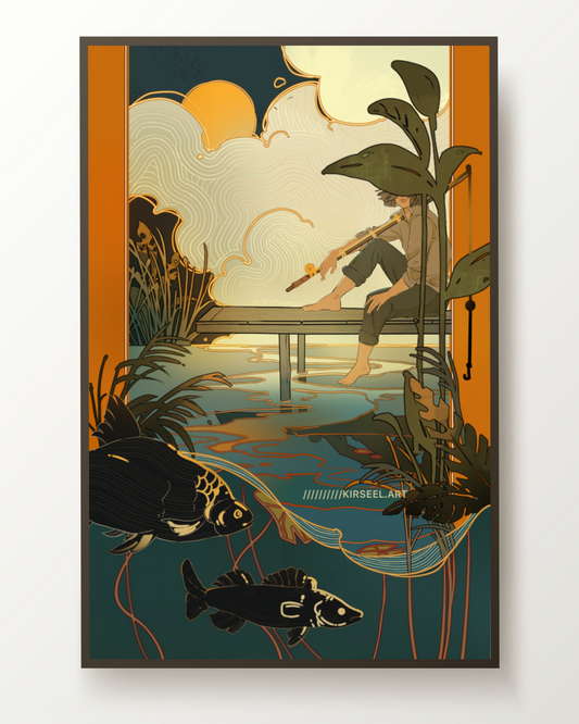 11 x 17" Gone Fishing Print (Gold Foil)